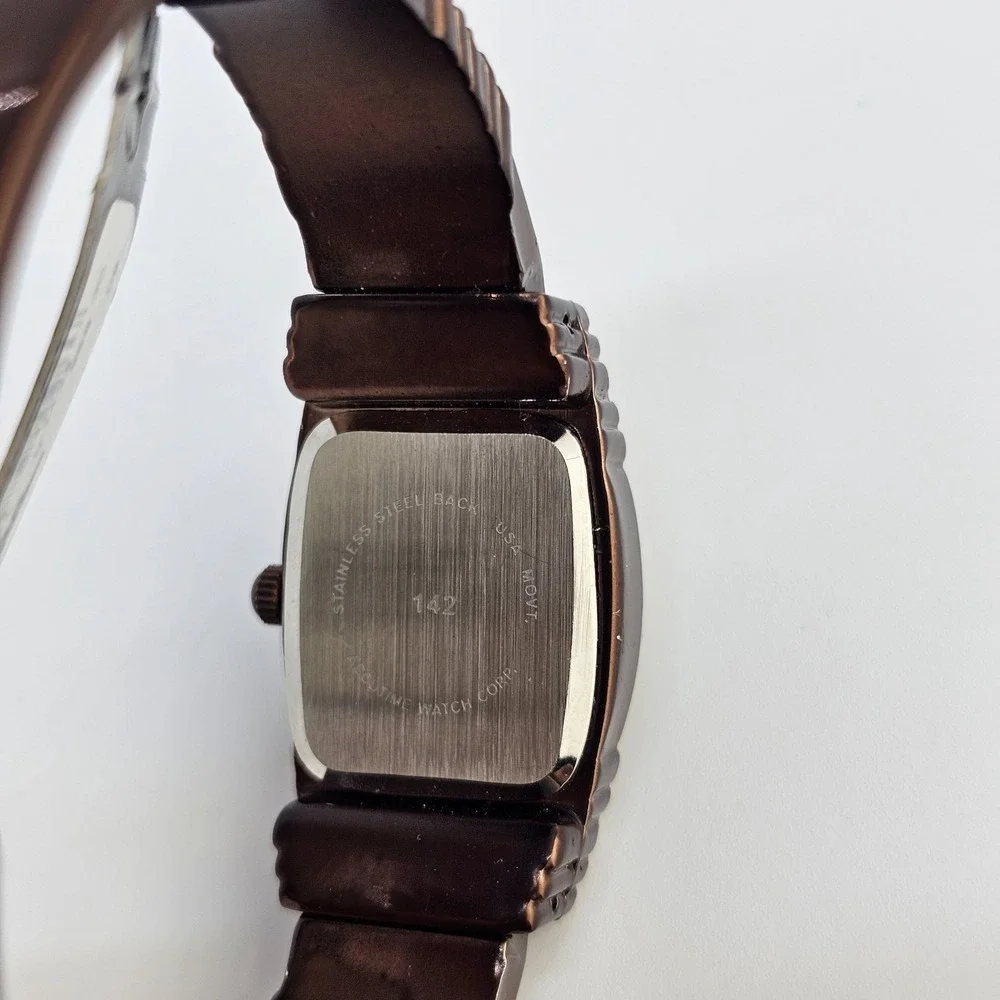 Avenue Open Cuff Watch Women 20MM Cream Dial Brown Bands 5.5" NEW Battery - Picture 5 of 11